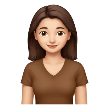 ipretty bratz emoji of alia bhatt wearing a V neck brown tshirt. She should look like Alia Bhatt sticker