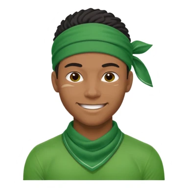 smiling black male athlete, green bandana sticker