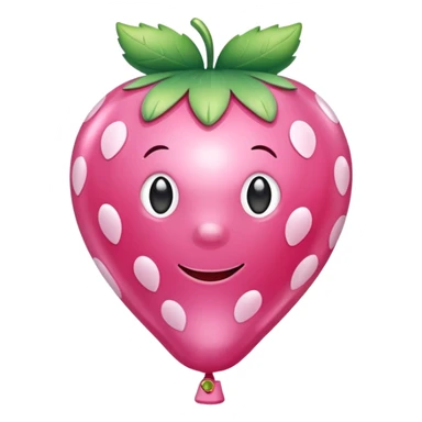 pink Strawberry , balloon style, shiny, inflated look sticker