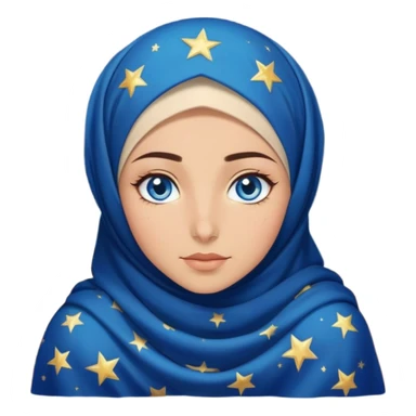Turkish beautiful finish Konya girl blue eyes with starry night hijab dress and watching the sky on the ground  sticker
