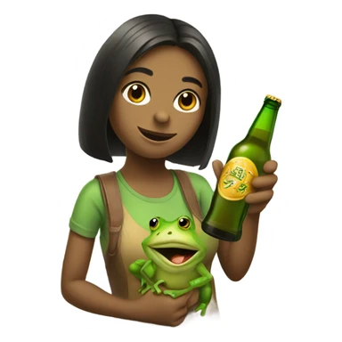 Girl frog w a bottle of beer sticker