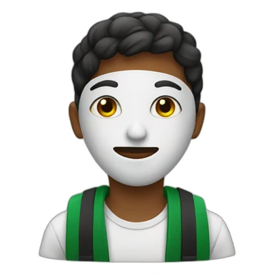 A boy wearing a Palestine mask sticker