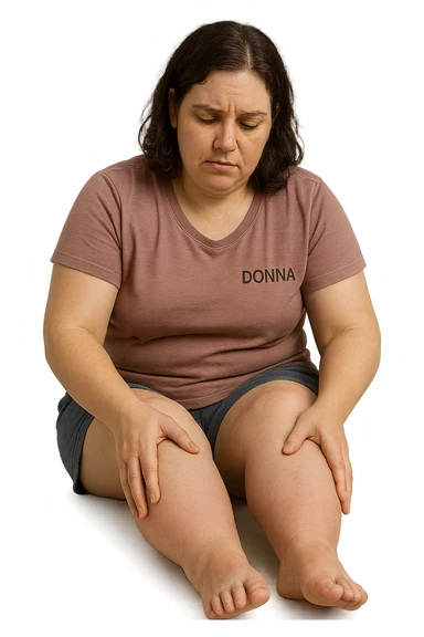 dONNA CON PCOS CHE COMBATTE LE SUE GAMBE GONFIE IMMAGINI REALISTICHE sticker