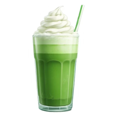Tall iced matcha glass with whipped cream sticker
