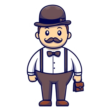 A British man with a bowler hat and mustache with the text "Okay Buddy" clearly visible on the image sticker