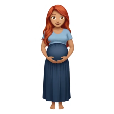 Make a strong women with long red hair, pregnant with maxi skirt, pretty and grown up, tanner sticker