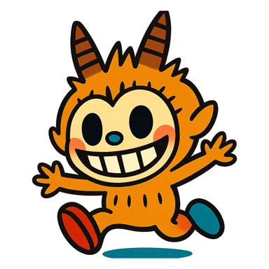 Labubu character icon in a vibrant cartoon style, bright colors, dynamic, simple background sticker