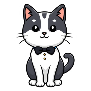 Female tuxedo cat, beautiful sticker