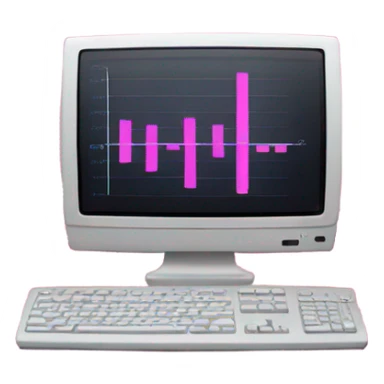 Pink computer with graph sticker