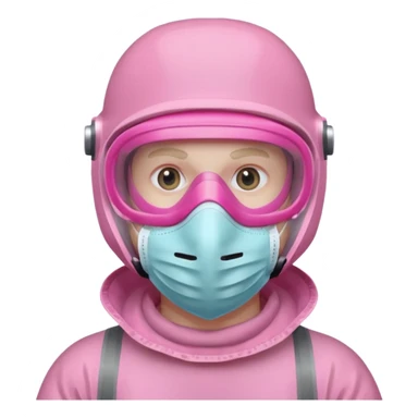 man in pink protection clothes with full-faced pink mask covered whole face sticker