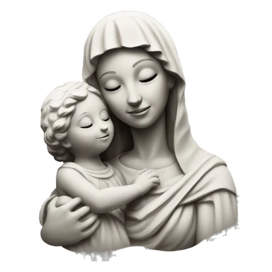 a stone statue of mary and child sticker