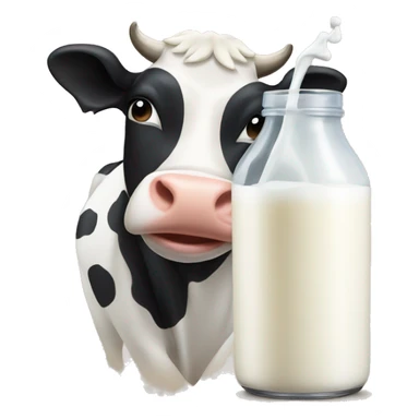 a cow drink milk sticker