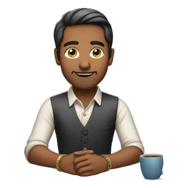 Indian guy sitting at desk  sticker