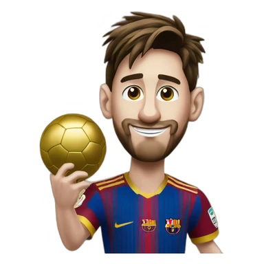 leo messi con el balon de oro sticker