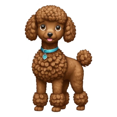 Create a full-body Apple-style emoji of a brown poodle sticker