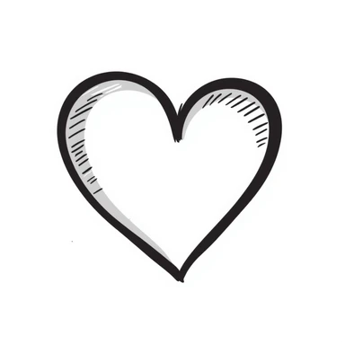 A classic love heart symbol with hand-drawn scribbled lines, slightly asymmetrical with personality, casual sketch style sticker