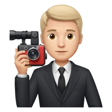 russian man journalist with camera sticker