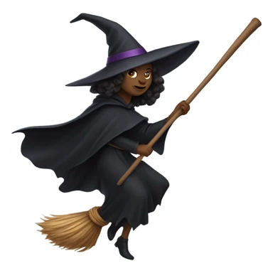 Witch riding broom sticker