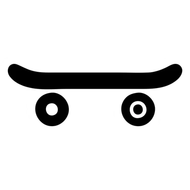 A skateboard in a black filled icon style, with a bearing. sticker