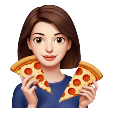 Anne Hathaway with pizza sticker