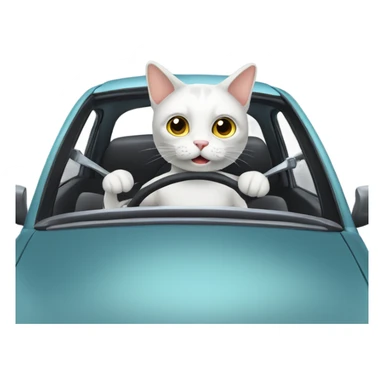 cat driving a car sticker