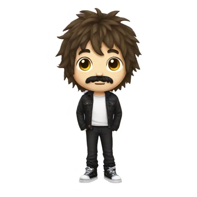 emo boy with shaggy hair and moustache sticker