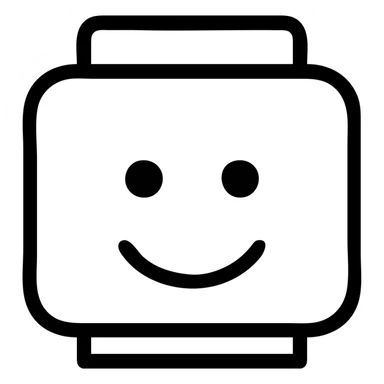 Roblox man face, smiling, blocky style, simple iconic sticker