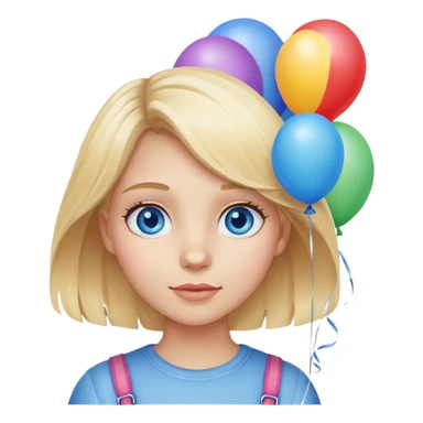 Blonde girl blue eyes with balloons sticker