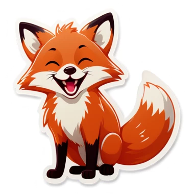 Tiny fox laughing out loud sticker