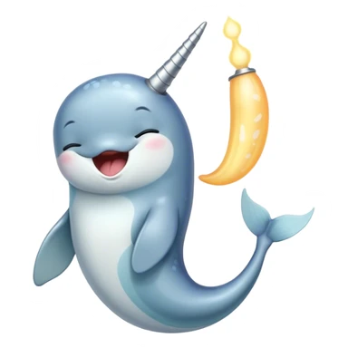 Cinematic Cute Yawning Cute Narwhal Portrait Emoji, Head tilted slightly with a dramatic, wide-open yawn, showcasing a streamlined, elegant body with a gracefully curling tusk and sleepy, half-closed eyes, Simplified yet irresistibly adorable features, highly detailed, glowing with a soft, cozy oceanic glow, high shine, relaxed yet expressive, stylized with a hint of whimsical marine ease, soft glowing outline, capturing the essence of a drowsy yet affectionate cute narwhal that appears ready to stretch and yawn its way out of the screen! sticker