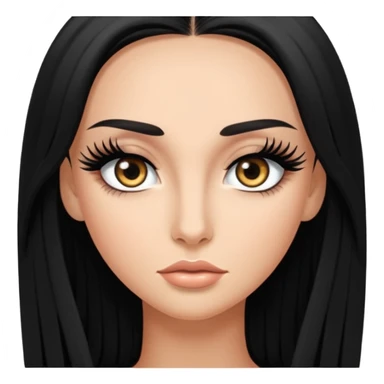 Lightly tan woman with black long hair and dramatic long eyelash extensions sticker