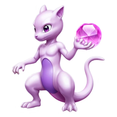 Pokemon legendary purple and pink crystal mewtwo sticker