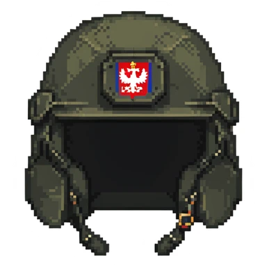 Russian military helmet with visor sticker