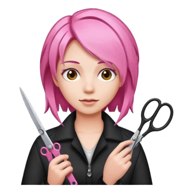 Pink hair scissor sticker