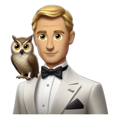 James Bond in a casino with an owl sticker