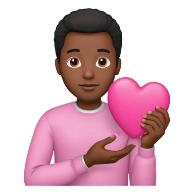 Black man holding pink heart sticker