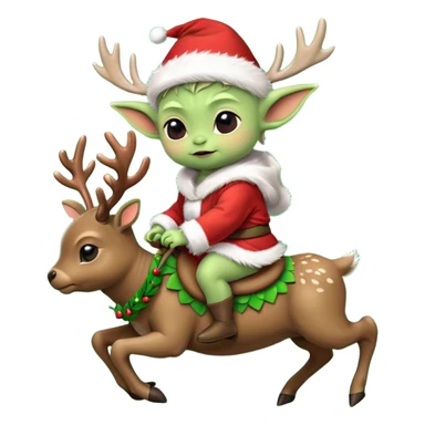 baby yoda rriding eindeer christmas sticker