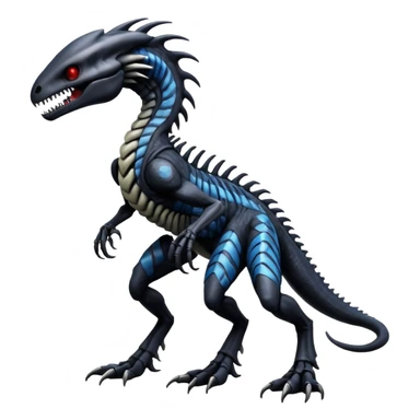 Duskull-Sergal-Salandit-Xenomorph-hybrid-fantasy-creature (full body) with colored scale pattern markings sticker