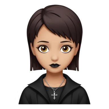 Short brown hair tan skin dark brown eyes goth girl sticker