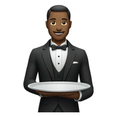 butler with arm out holding tray sticker
