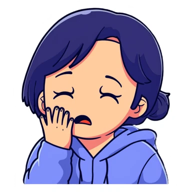 a girl crying in pain, sad, tears streaming down face sticker