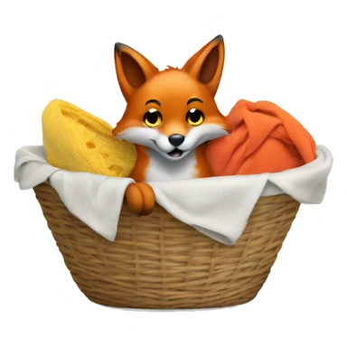 Fox in laundry basket sticker