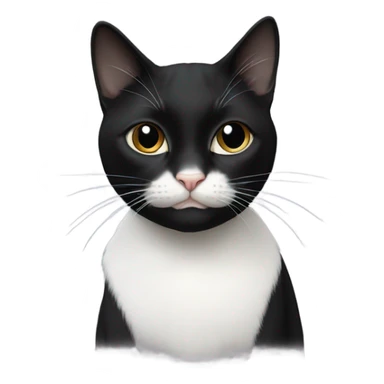 tuxedo cat with all black face and thin line of white running up her nose looking sweet sticker