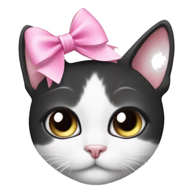 black and white cat with pink bow and long eyelashes  sticker