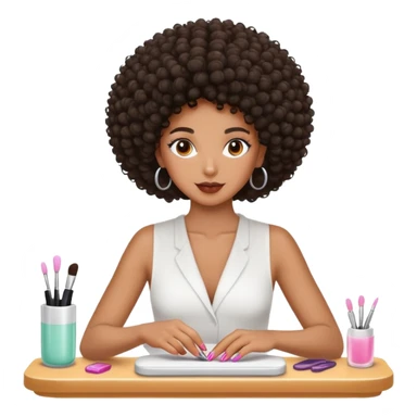 Black girl with curly fro getting nails done sticker