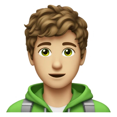 Brown hair teen-ager boy withe green eyes  sticker