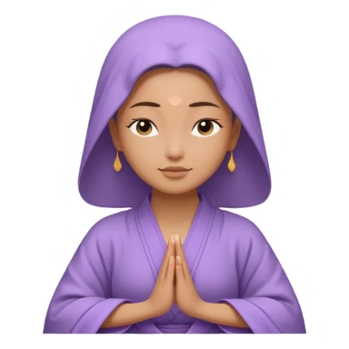 peaceful woman meditating, close-up face, wearing lavender Buddhist robe sticker