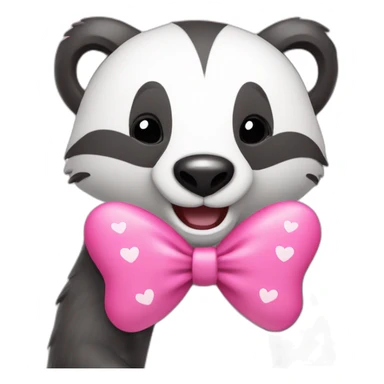 happy badger with pink bow and hearts sticker