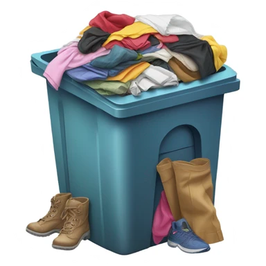Trash bin with clothes i sticker