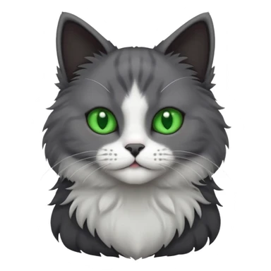 one dark grey and white cat and one completely solid dark grey cat with green eyes and only white paws sticker